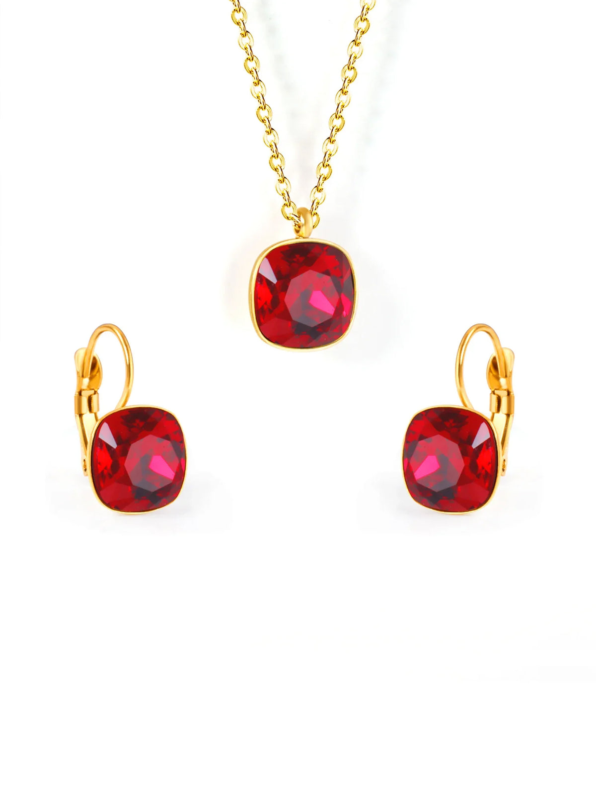 3pcs Stainless Steel Gold Necklace Earrings Jewelry Set