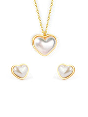 3pcs Stainless Steel Heart Pendant Necklace and Earring Set - FD ⚡