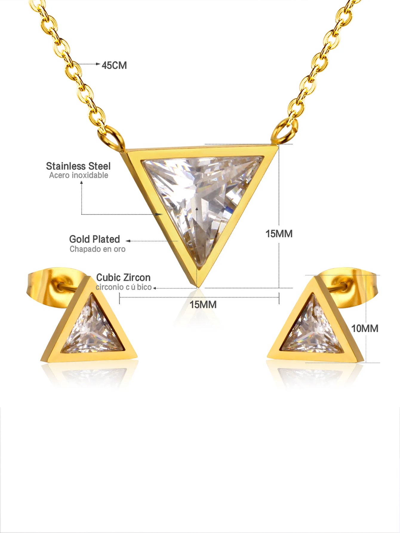 3pcs Stainless Steel Triangle Jewelry Set - FD ⚡