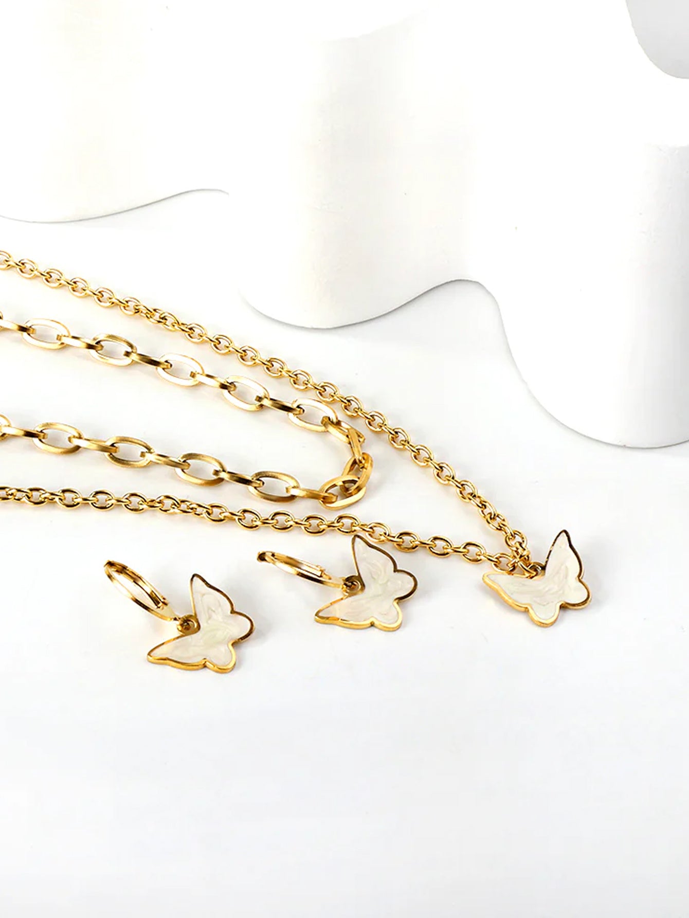 3pcs White Butterfly Decor Jewelry Set - FD ⚡
