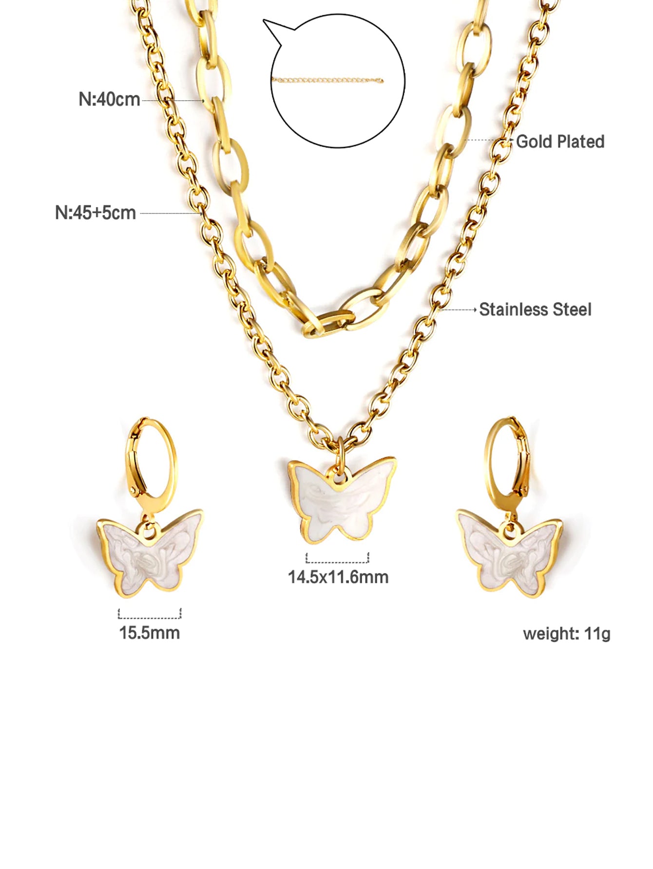 3pcs White Butterfly Decor Jewelry Set - FD ⚡
