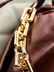 Minimalist Ruched Chain Decor Bag - Chocolate Brown  - FD ⚡