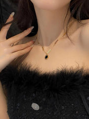 1pc Stainless Steel Roman Numerals Detail Round Charm Necklace - Multicolor - FD ⚡
