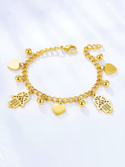 Hamsa Charm Heats & Bead Decor Chain Bracelet