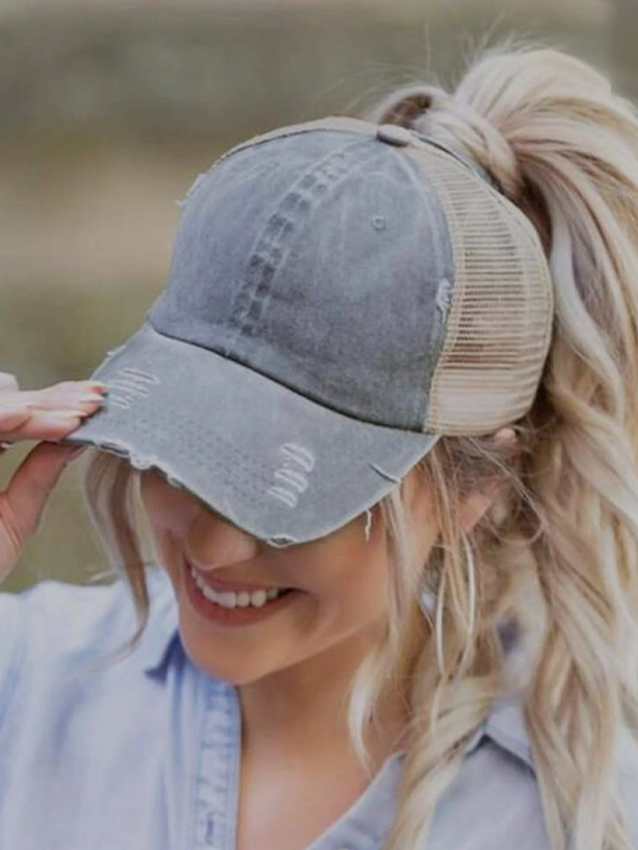 1pc Vintage Ponytail Hole Baseball Cap