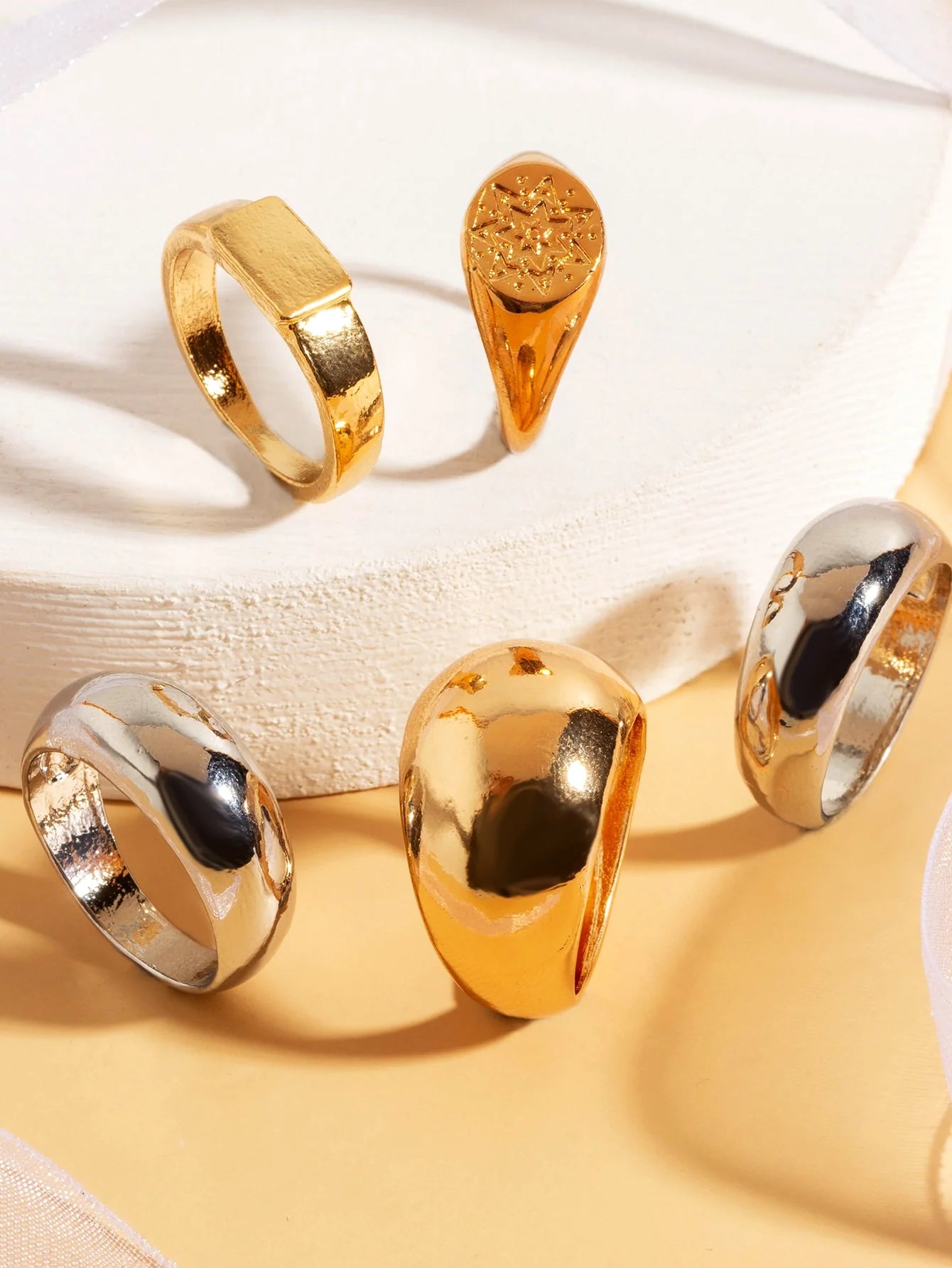 5pcs Metallic Smooth Ring