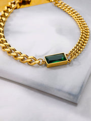 Ema Zircon Embedded Bracelet - Green - FD ⚡