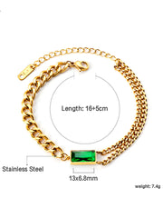Ema Zircon Embedded Bracelet - Green - FD ⚡