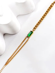 Ema Zircon Embedded Bracelet - Green - FD ⚡
