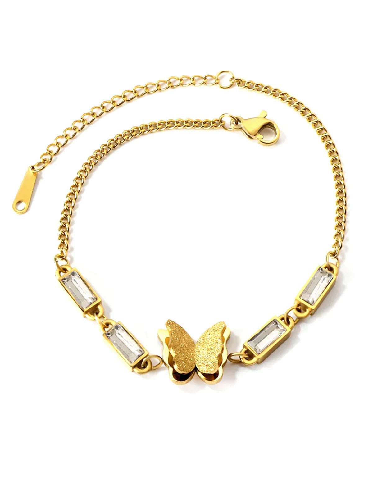Butterfly Charm Rhinestone Decor Chain Bracelet