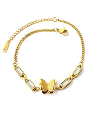 Butterfly Charm Rhinestone Decor Chain Bracelet