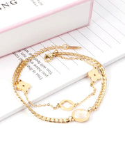 Clover Charm Layered Chain Bracelet