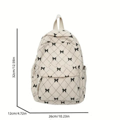 Mini Corduroy Ribbon Design Backpack In Beige