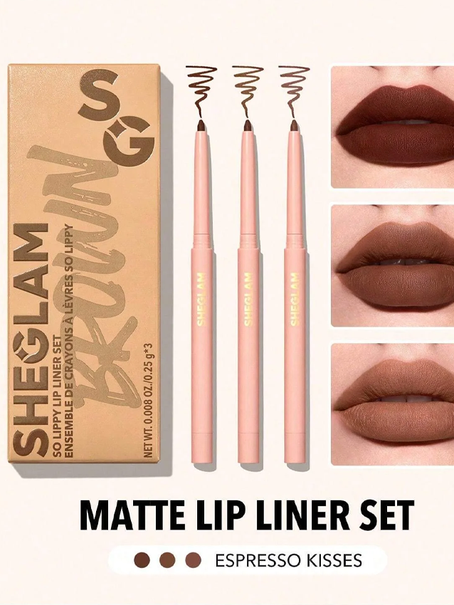 3 Pcs/Set Soft Matte Nude Lip Liner Pencil- FD ⚡