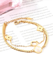 Clover Charm Layered Chain Bracelet