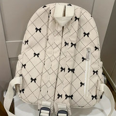 Mini Corduroy Ribbon Design Backpack In Beige