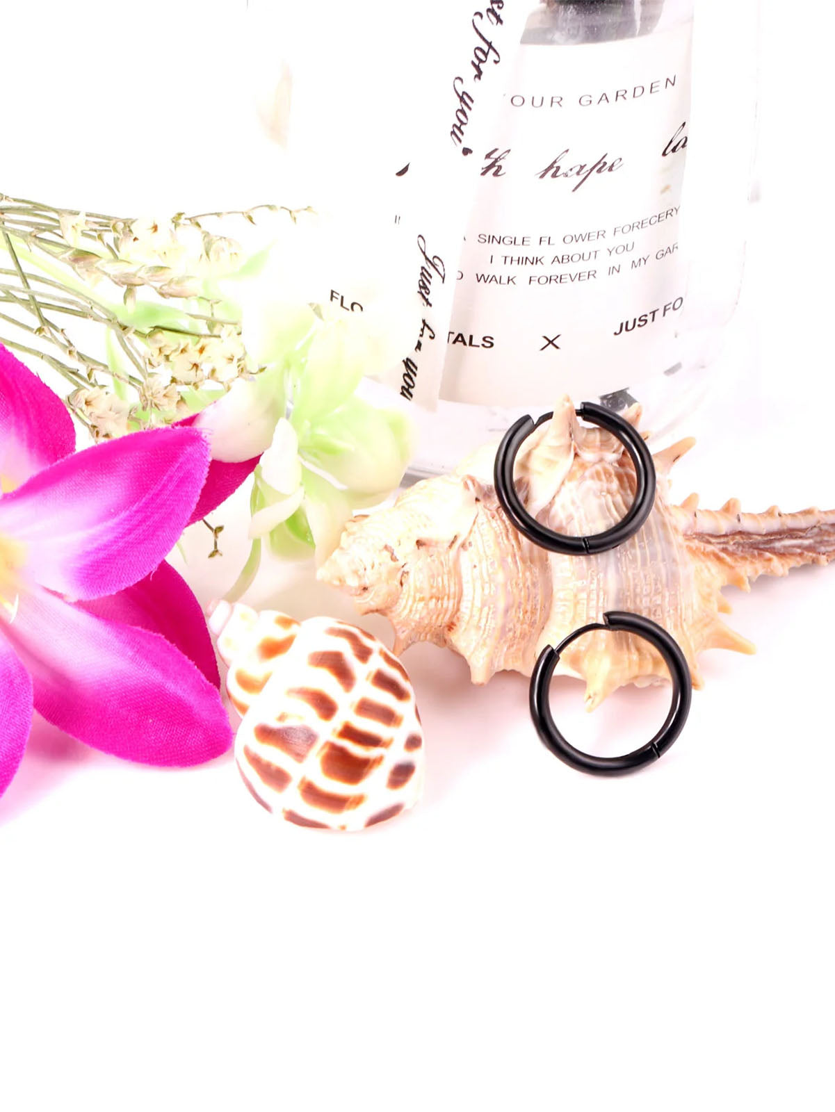 Stainless Steel Black Hoop Earrings - FD ⚡