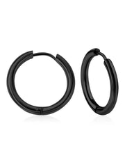 Stainless Steel Black Hoop Earrings - FD ⚡