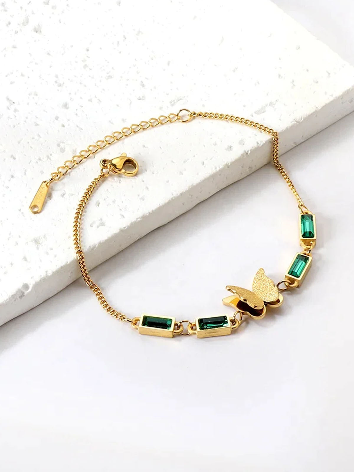 Butterfly Charm Rhinestone Decor Chain Bracelet - FD ⚡