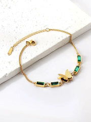 Butterfly Charm Rhinestone Decor Chain Bracelet - FD ⚡