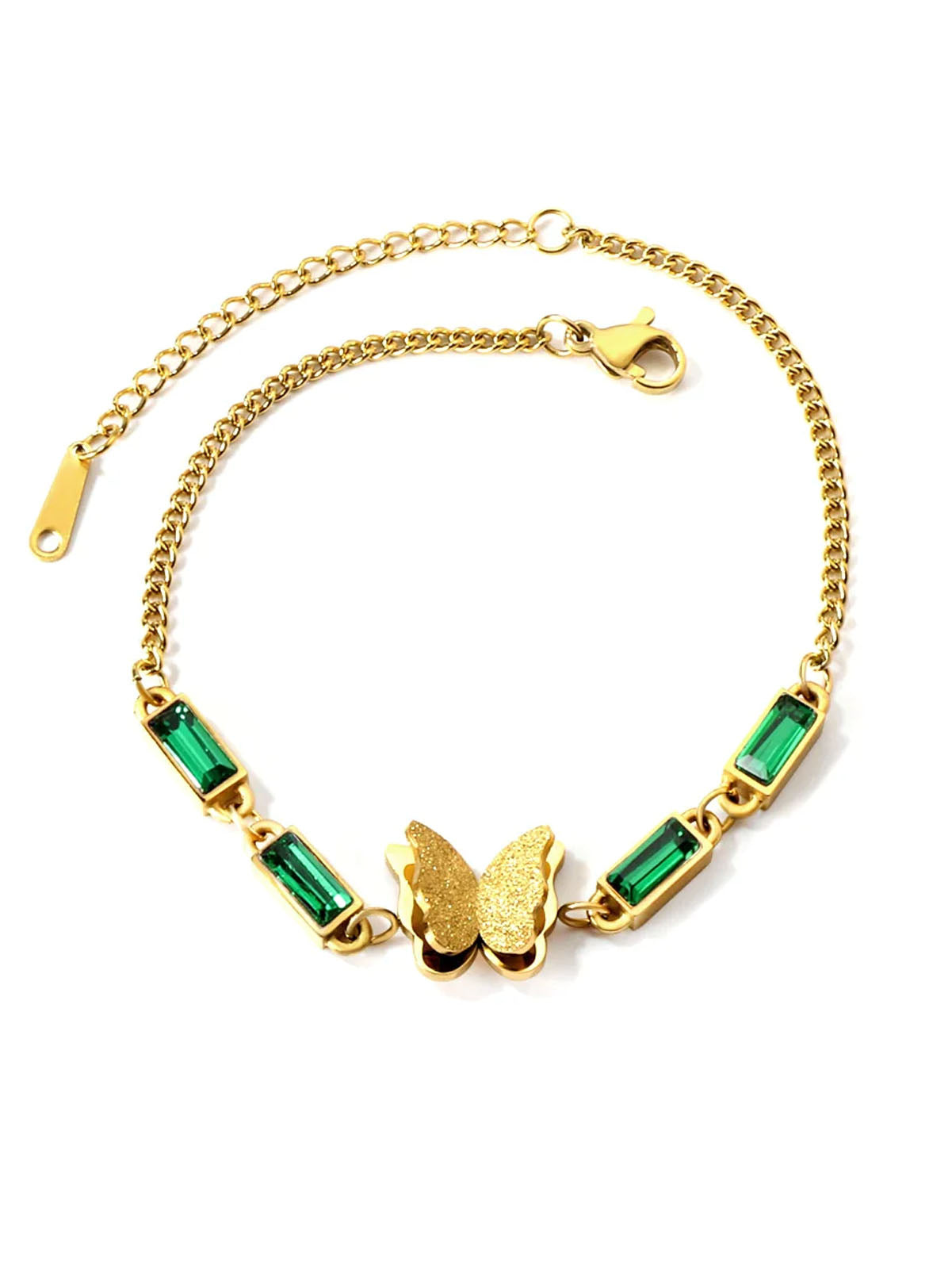 Butterfly Charm Rhinestone Decor Chain Bracelet - FD ⚡