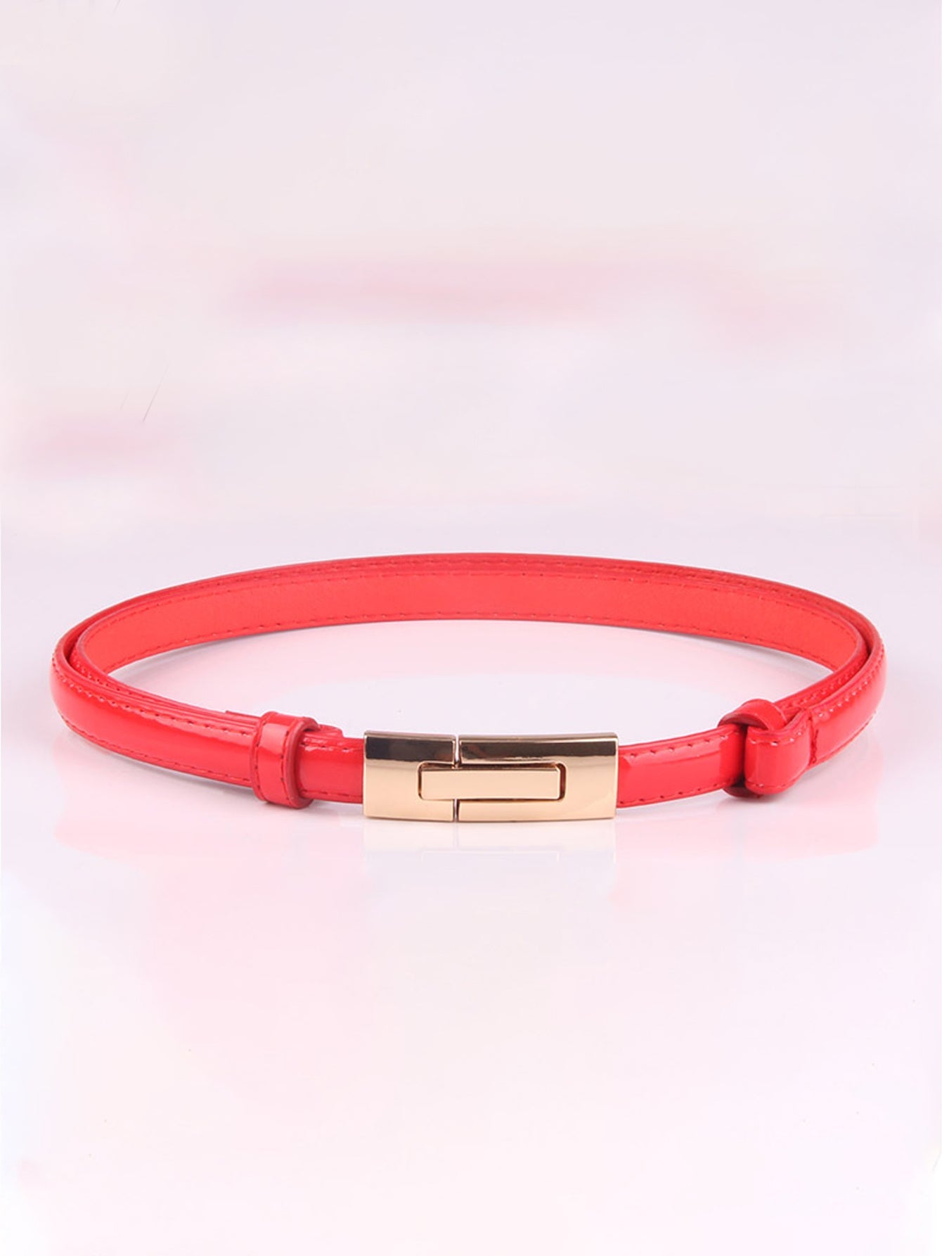 Patent leather adjustable pair buckle belt  - Red - FD ⚡