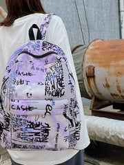 Allover Letter Graphic Zip Backpack