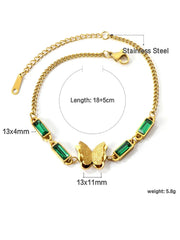 Butterfly Charm Rhinestone Decor Chain Bracelet - FD ⚡