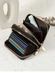 1pc Double Zipper Closure Chic Clutch Wallet