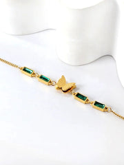 Butterfly Charm Rhinestone Decor Chain Bracelet - FD ⚡