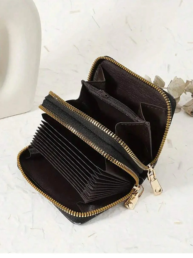 1pc Double Zipper Closure Chic Clutch Wallet
