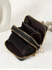1pc Double Zipper Closure Chic Clutch Wallet