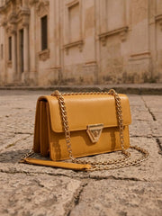 Alexandra Twist Lock Flap Square Bag  - Tangerine