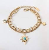 Multi Layered Firoza Chain Bracelet - FD ⚡