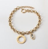 Coin Shaped Rhinestone Chain Bracelet - FD ⚡