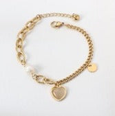 Heart & Pearl Shaped Chain Bracelet - FD ⚡