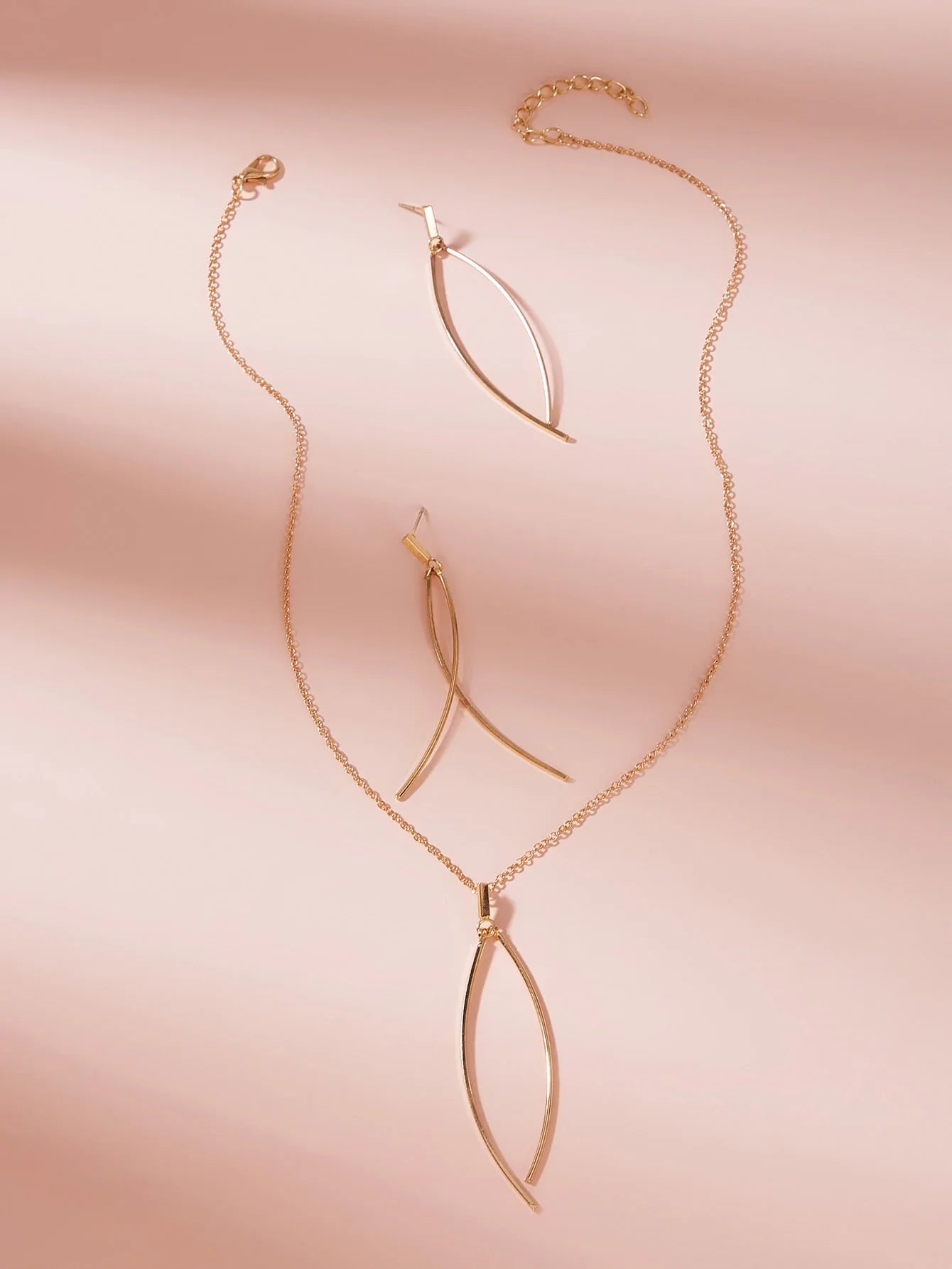 Bar Charm Necklace & Earrings 1pair  - FD ⚡