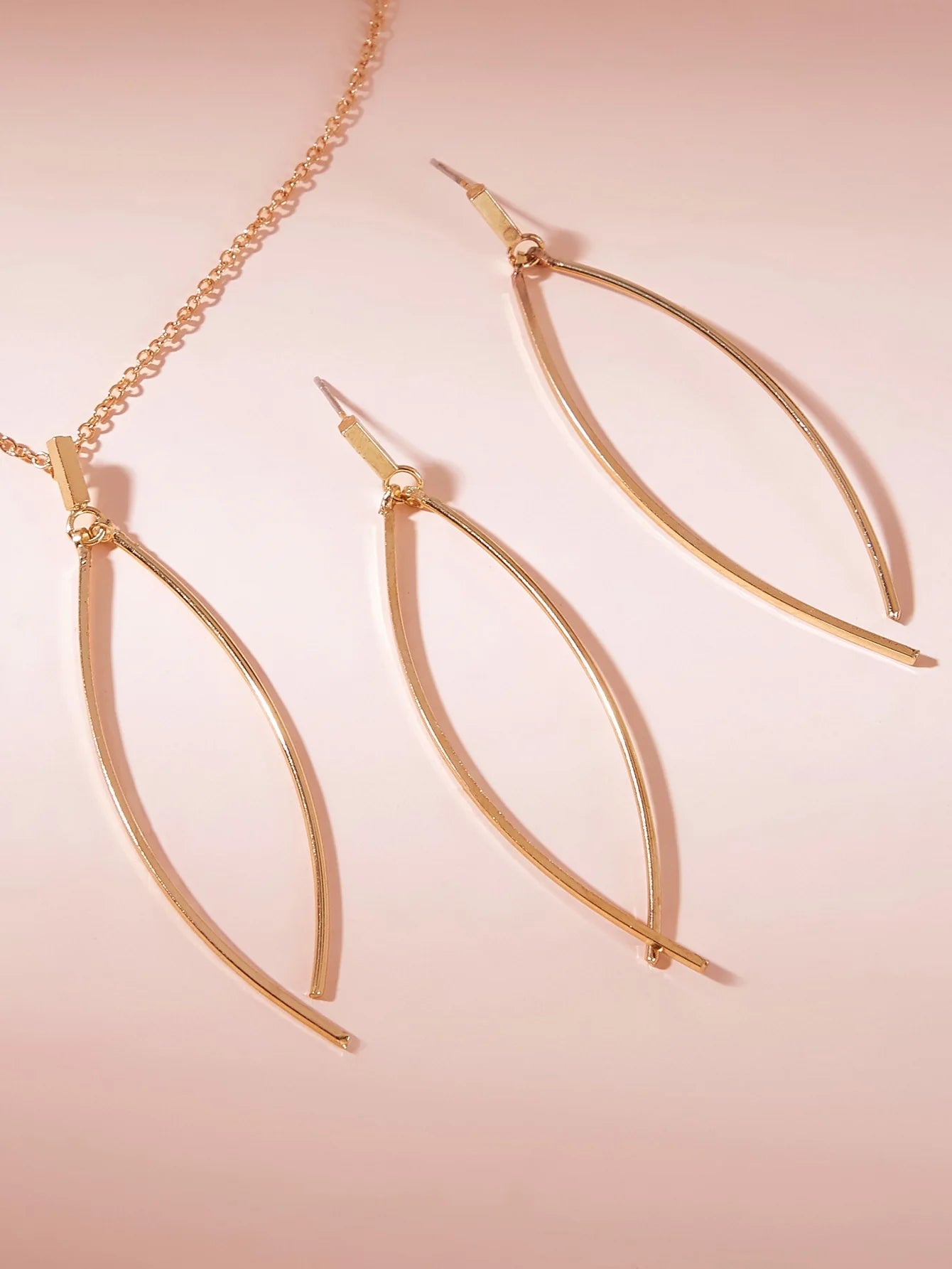 Bar Charm Necklace & Earrings 1pair  - FD ⚡