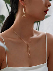 Bar Charm Necklace & Earrings 1pair  - FD ⚡