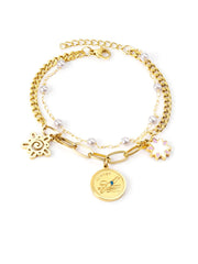 Stainless Steel Double Layer Pendant Chain Bracelet - FD ⚡
