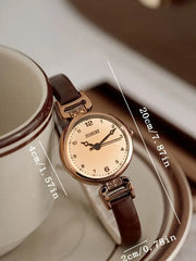 Minimalist Round Dial Brown Strap Quartz Watch