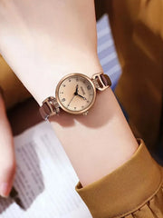 Minimalist Round Dial Brown Strap Quartz Watch