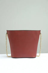 2pcs Bucket Tote Bag With Pouch - Burgundy - FD ⚡