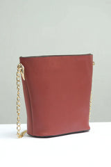 2pcs Bucket Tote Bag With Pouch - Burgundy - FD ⚡