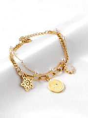 Stainless Steel Double Layer Pendant Chain Bracelet - FD ⚡