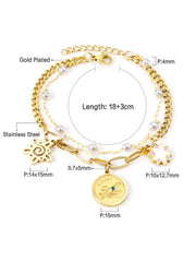 Stainless Steel Double Layer Pendant Chain Bracelet - FD ⚡