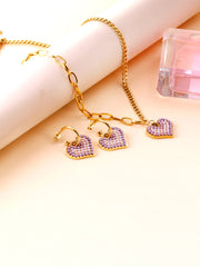 Heart Design Pendant Necklace & Dangle Earrings Set - FD ⚡