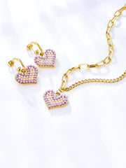 Heart Design Pendant Necklace & Dangle Earrings Set - FD ⚡