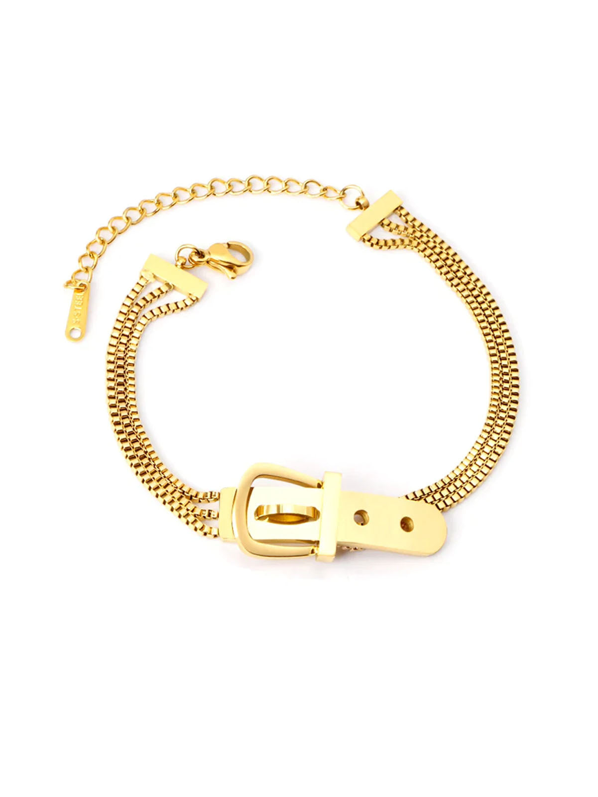 Buckle Decor Multi-Layered Chain Bracelet - FD ⚡