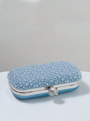 Light Blue Pearl Evening Clutch with Chain